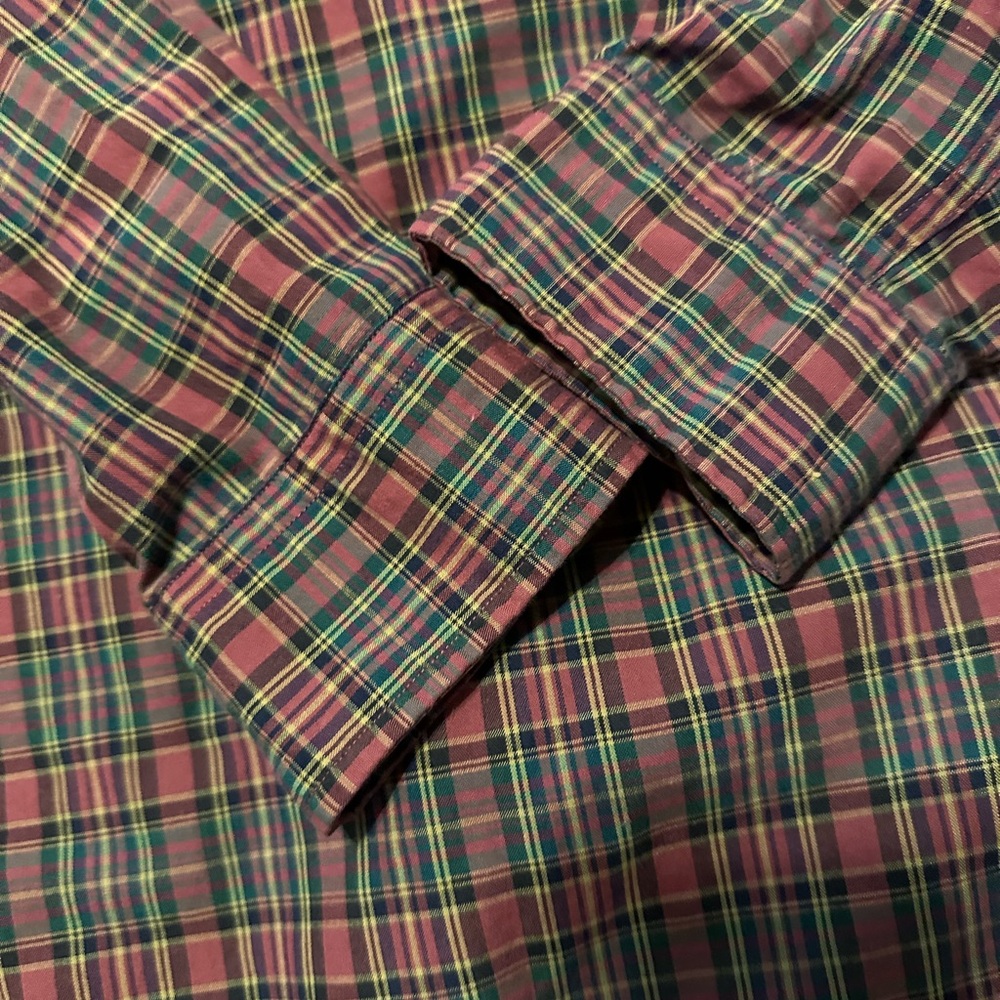 Ralph Lauren Men’s Plaid Dress Shirt Long Sleeve Size L Green Red - Picture 9 of 9